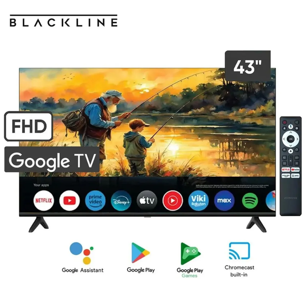 BLACKLINE - Televisor BLACKLINE 43 UHD 4K Smart TV BL43-T3000UD+ ANTENA DIGITAL