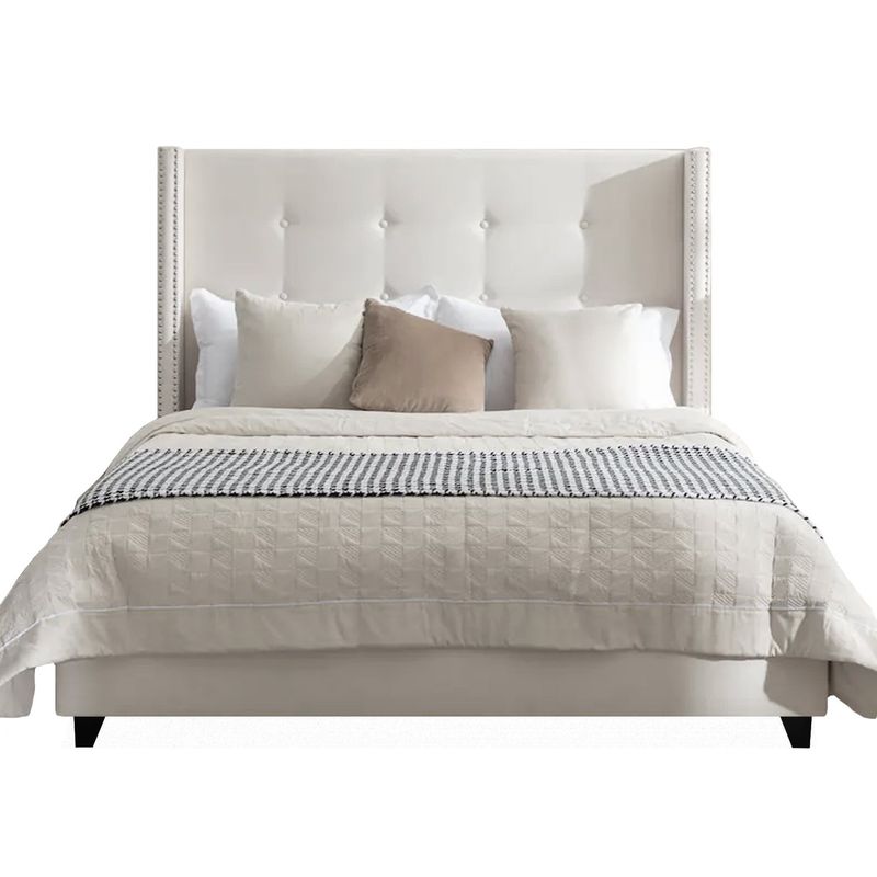 GENERICO - Cama Tapizada Cubo Ivory 2 Plazas