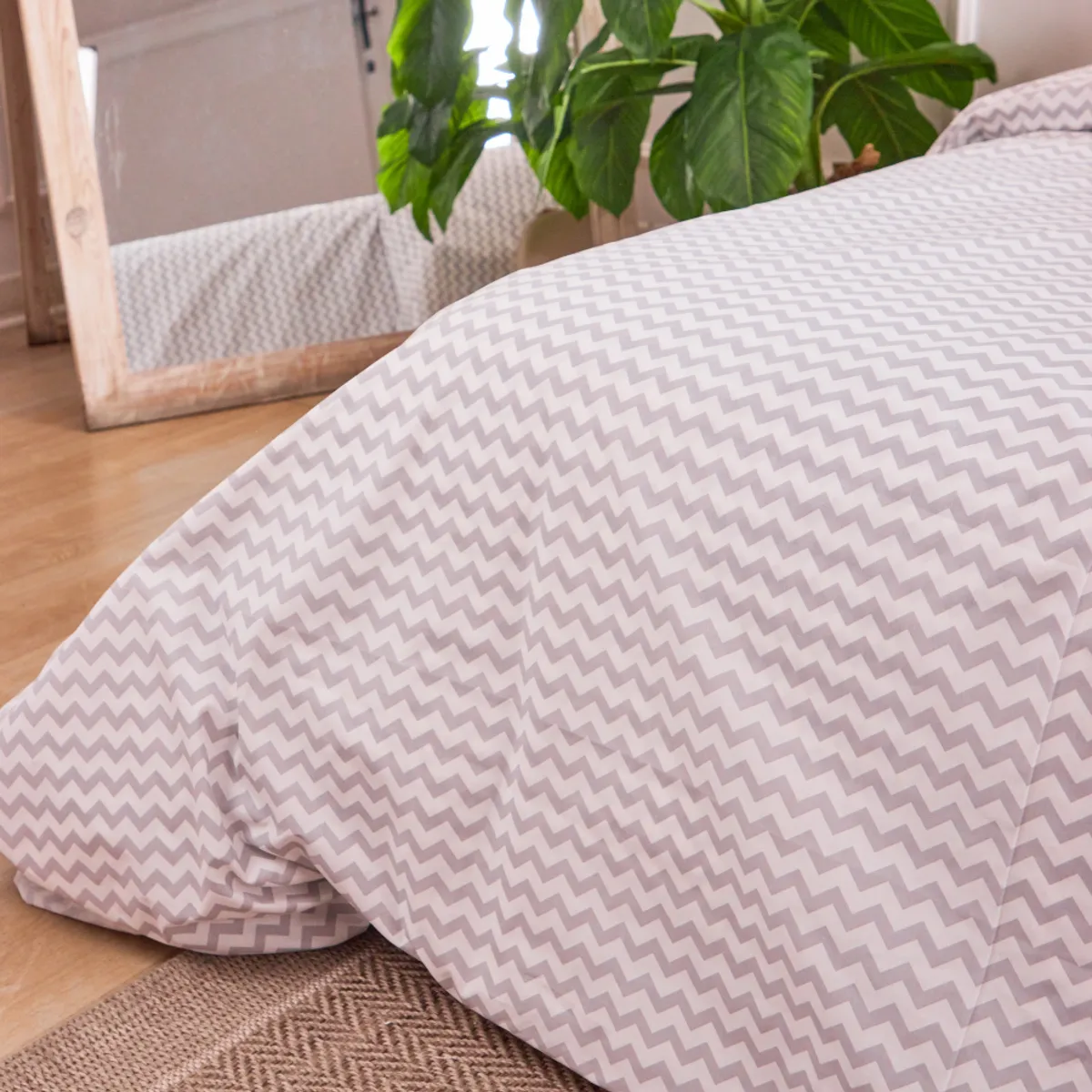 SUIT THE BED - Funda de edredón o plumón de algodón - zigzag plomo 2 plazas