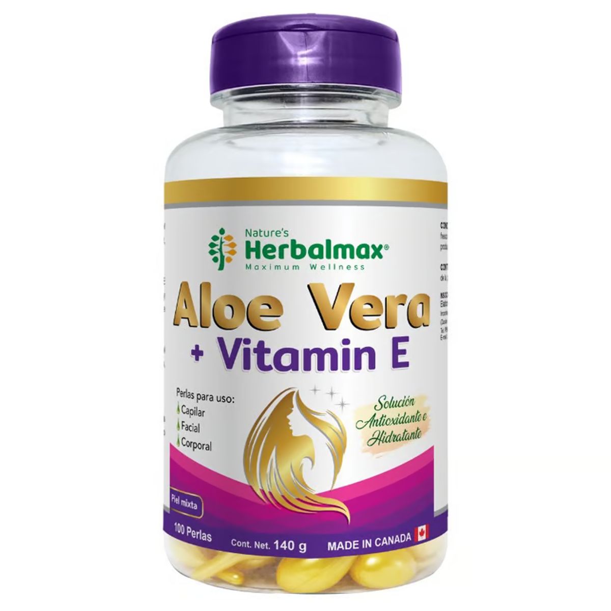 GENERICO - Aloe Vera + Vitamina E  Natures Herbalmax 100 Softgels