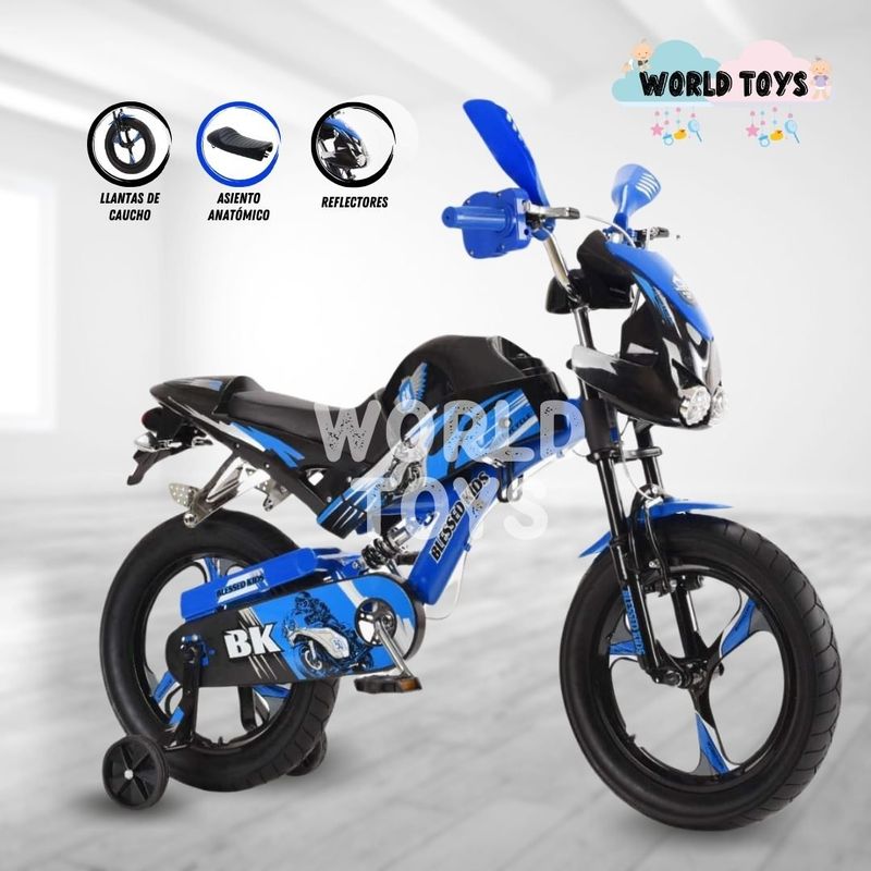 KINGDOM - Bici Moto Para Niño Aro 16 «FURIOUS MONSTER II» Blue