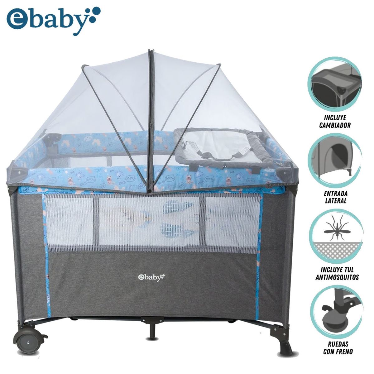 EBABY - Ebaby cuna colecho Nala EB751-1 Azul Dark