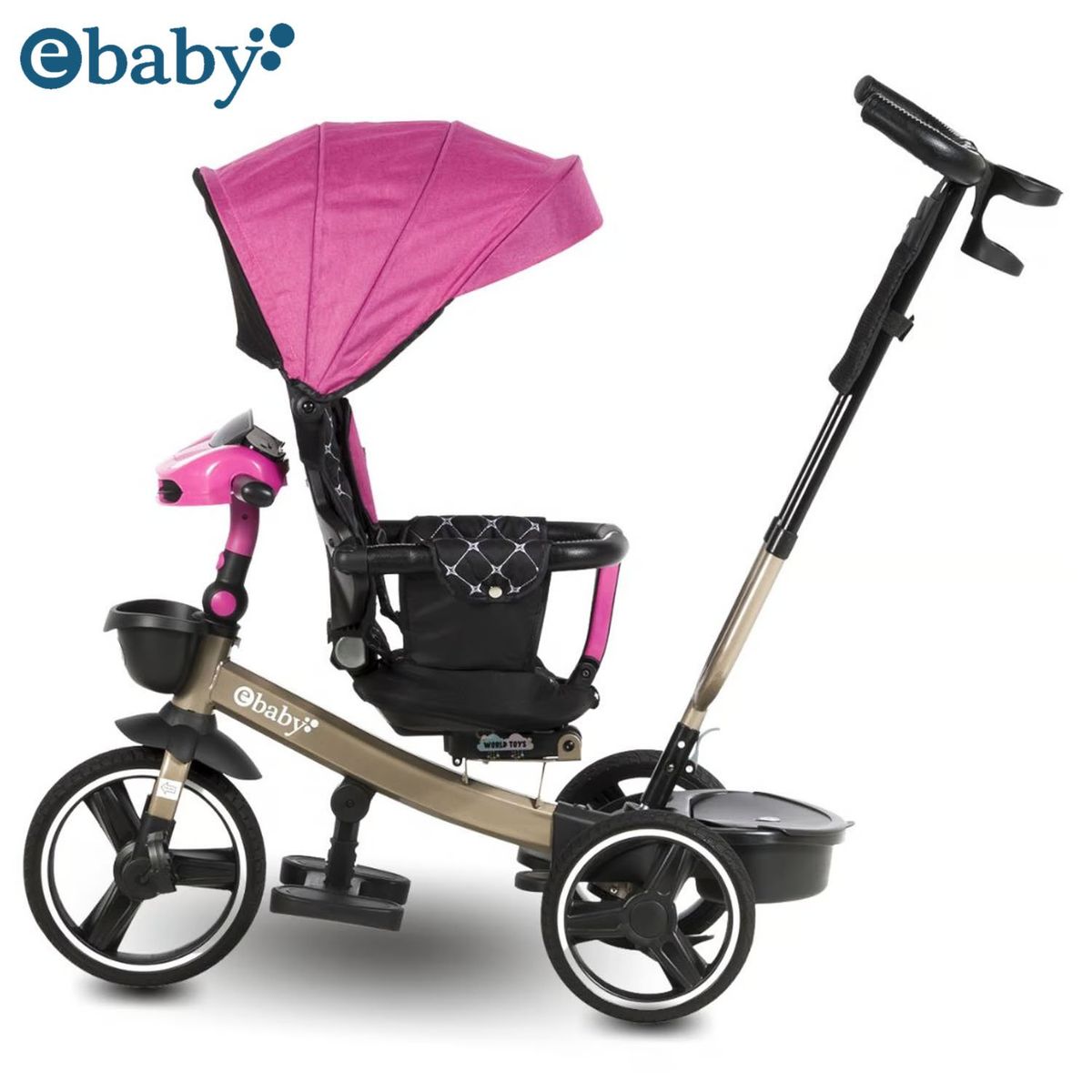 EBABY - TRICICLO GUIADOR »SANTORINI DELUXE» USB Pink