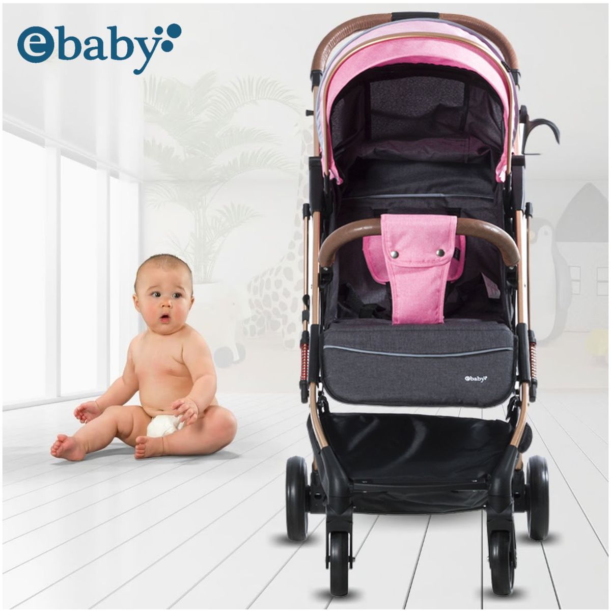 EBABY - Coche De Paseo Maleta «SUNNY GOLD» Dark Pink