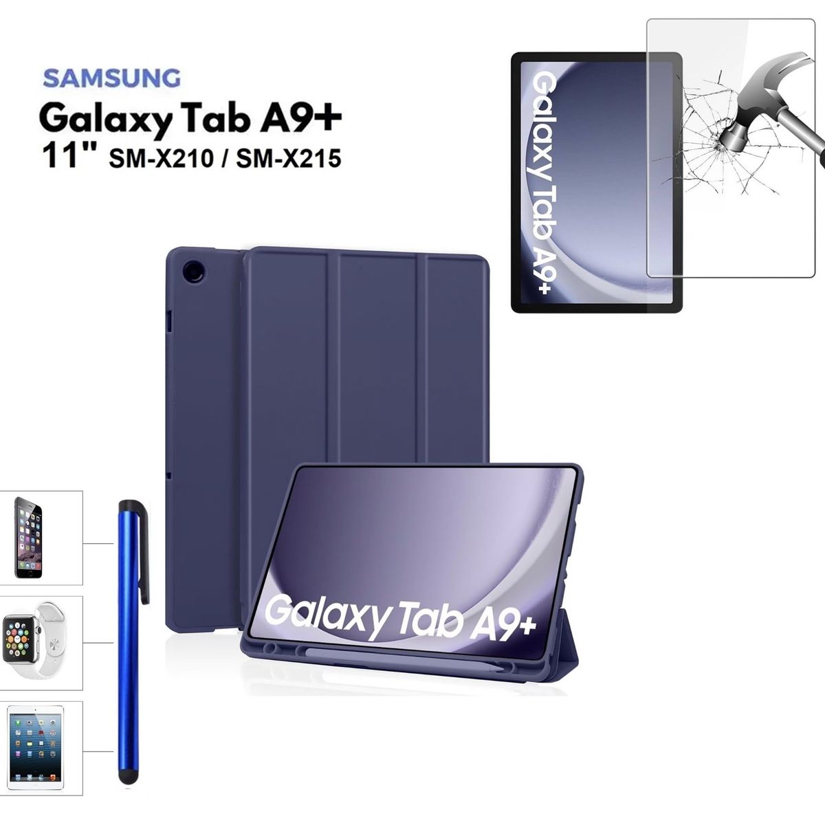 GENERICO - Funda + Mica + Lapiz para Samsung Tab A9+ Plus 2023 SM-X210 X215 Case
