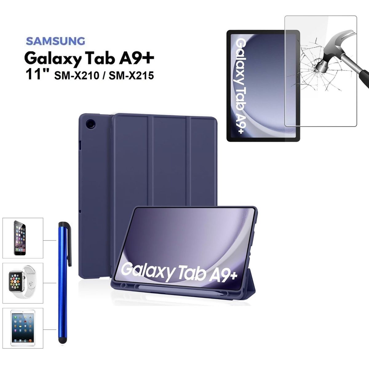 GENERICO - Funda + Mica + Lapiz para Samsung Tab A9+ Plus 2023 SM-X210 X215 Case
