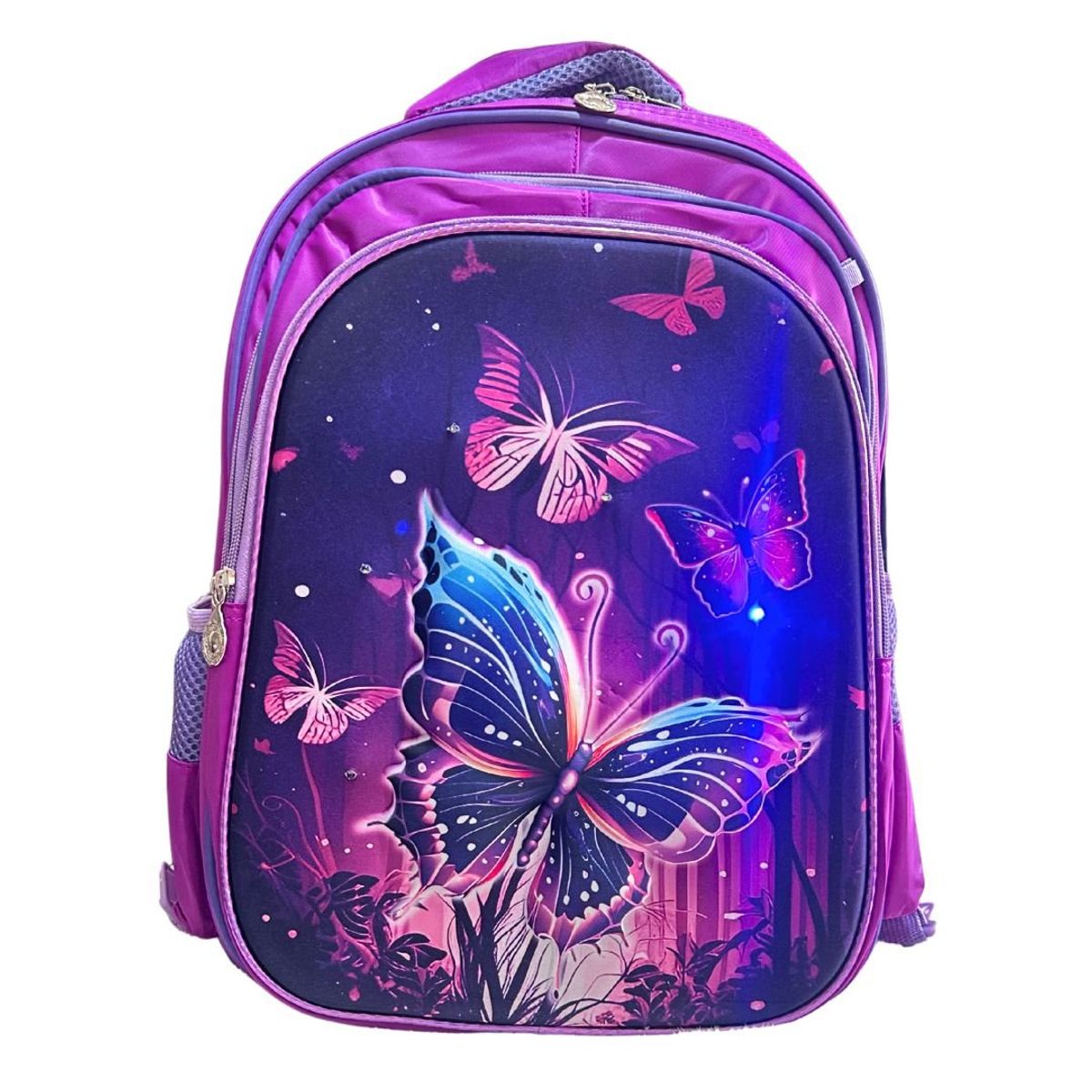 GENERICO - Set Mochila Mariposa 3d Lonchera Estuche Con Relieve Y Luces