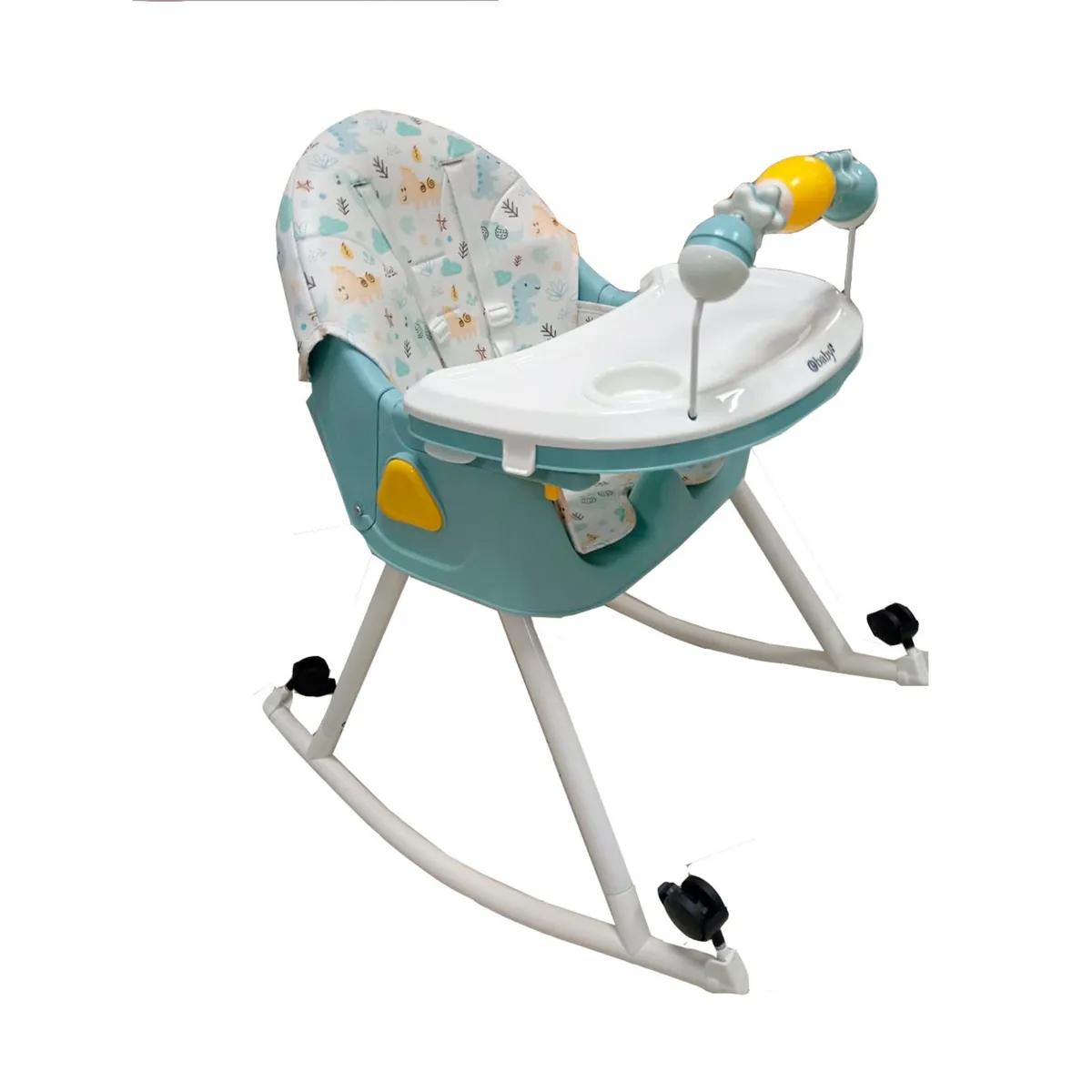 EBABY - Silla de comer Dali con Mecedora VERDE + platito gratis