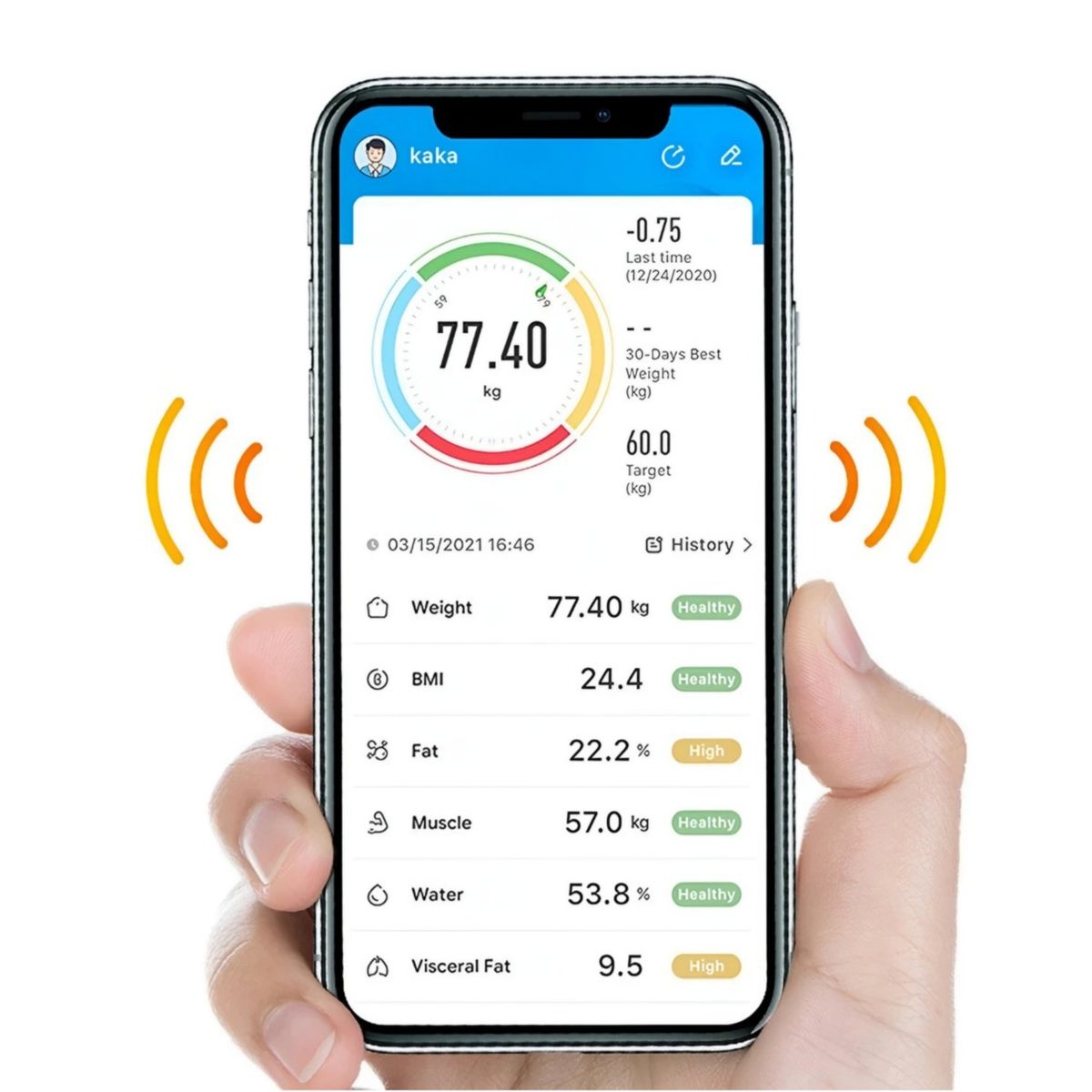 GENERICO - Balanza Digital Bluetooth capacidad 180 kg negro