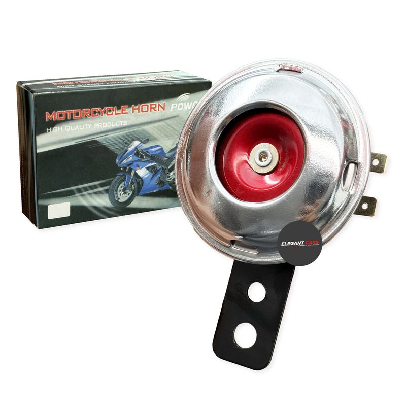 JET - Claxon Para  Moto Cromado Con Rojo 12v
