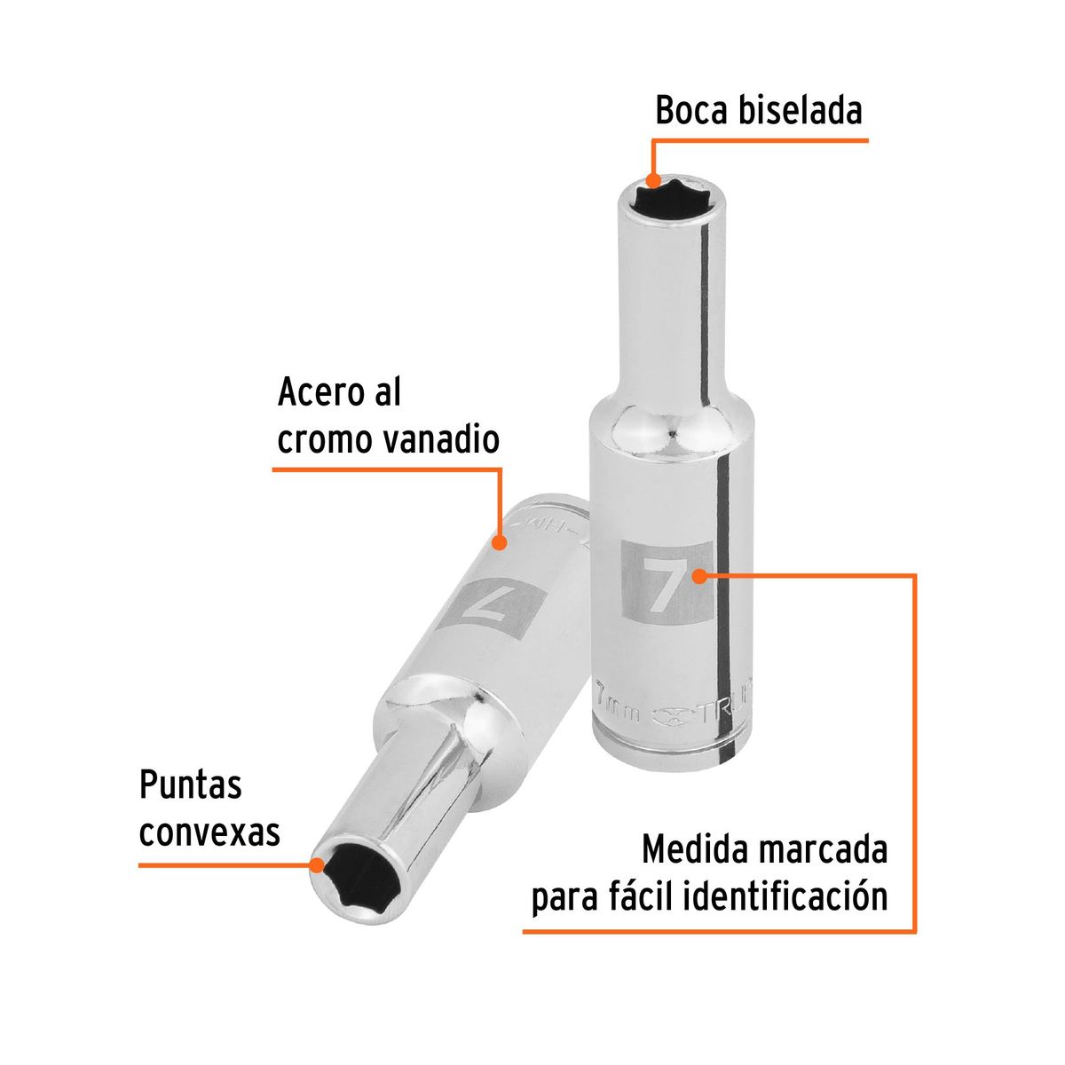 TRUPER - Dado 7mm  Hexagonal Tubular Encastre de 3/8" 100992 Truper