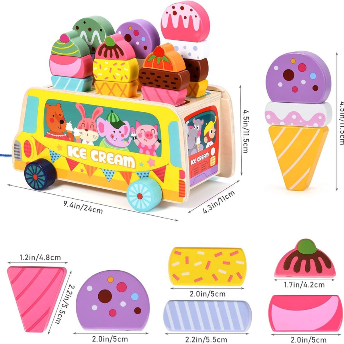 GENERICO - Juguete Multifuncional De Madera CARRETA DE HELADO