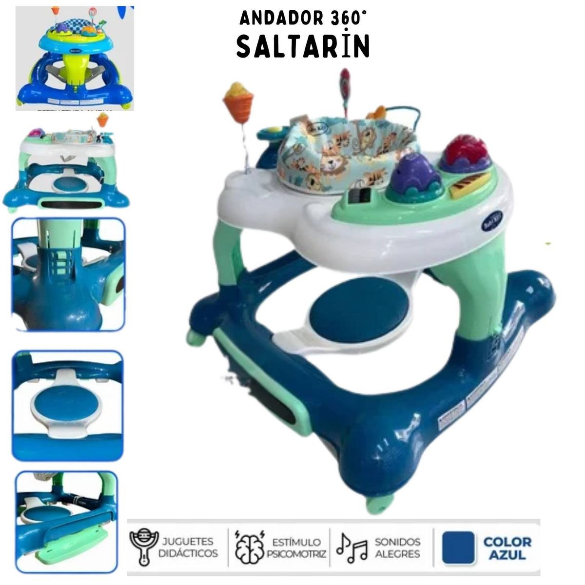 GENERICO - andador con saltarin sistema vibradora giro de 360º azul