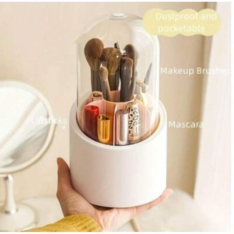GENERICO - ORGANIZADOR DE MAQUILLAJE BROCHAS GIRATORIO BLANCO