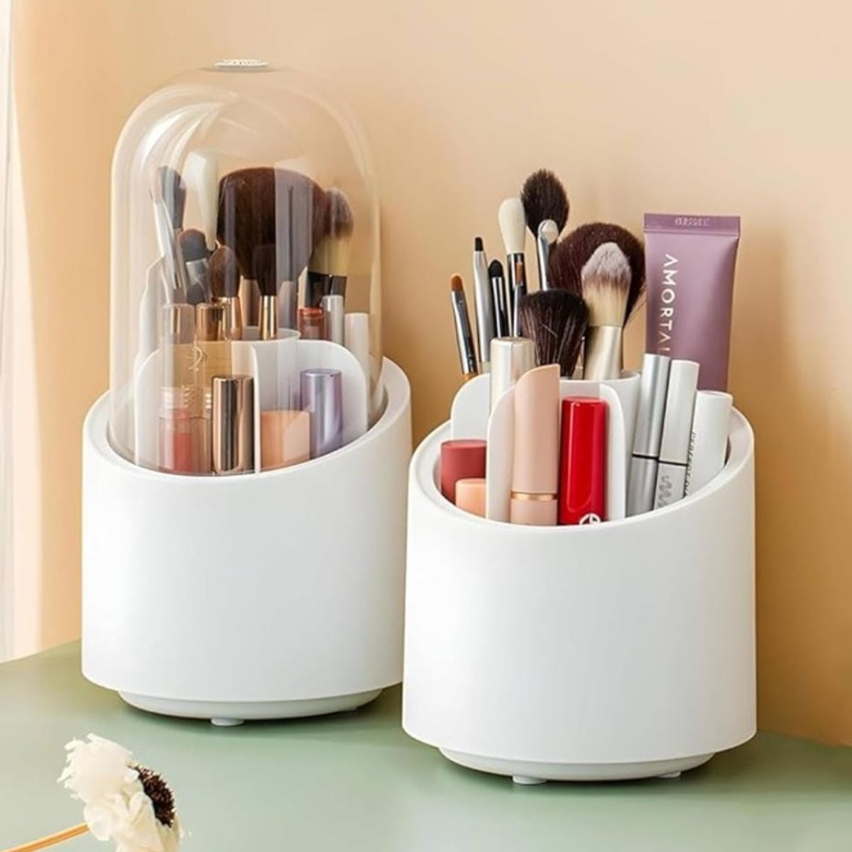 GENERICO - ORGANIZADOR DE MAQUILLAJE BROCHAS GIRATORIO BLANCO