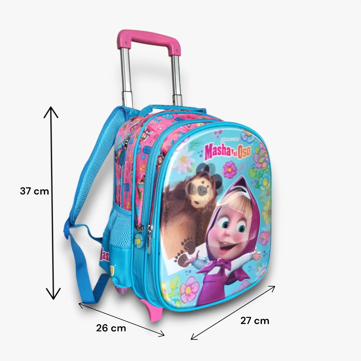 MASHA Y EL OSO - Kit Mochila Infantil con Ruedas Masha y el Oso + Lonchera + Cartuchera