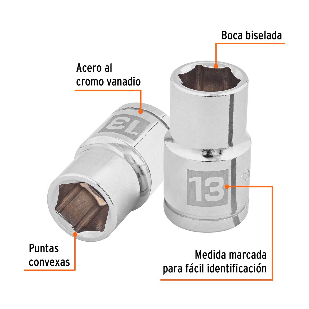 Truper - Dado 13mm Hexagonal  Encastre de 1/2" 13263 Truper