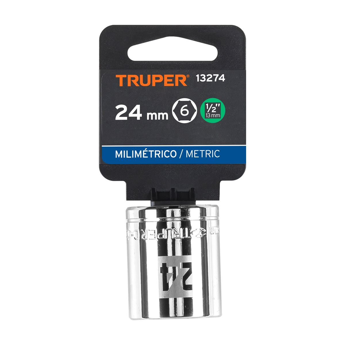 TRUPER - Dado 24mm Hexagonal  Encastre de 1/2" 13274 Truper