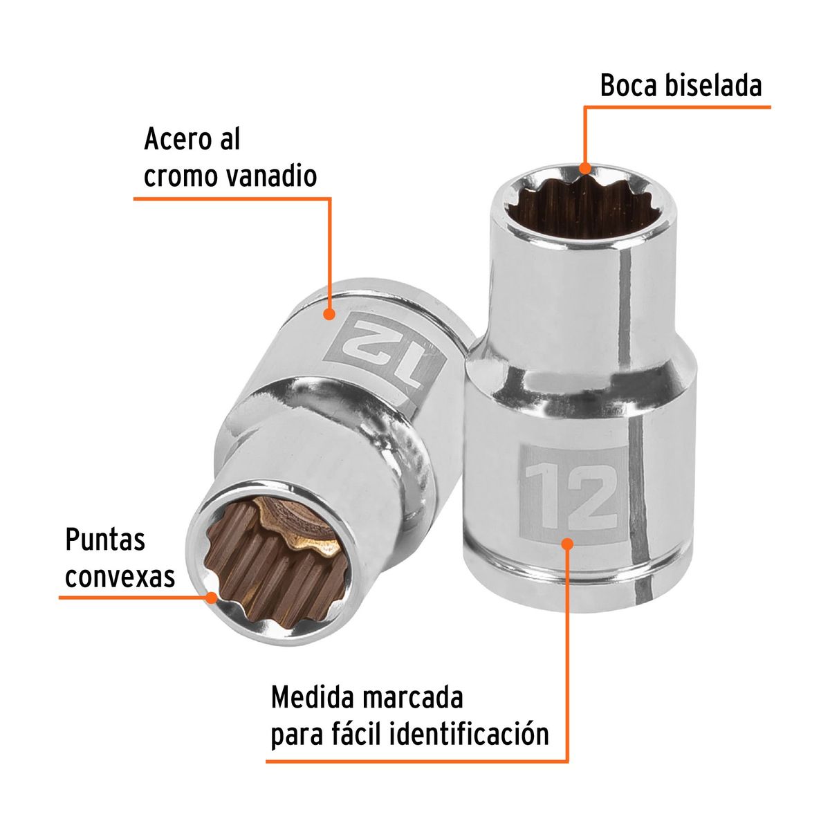 TRUPER - Dado 12mm Poligonal Encastre de 1/2" 13526 Truper