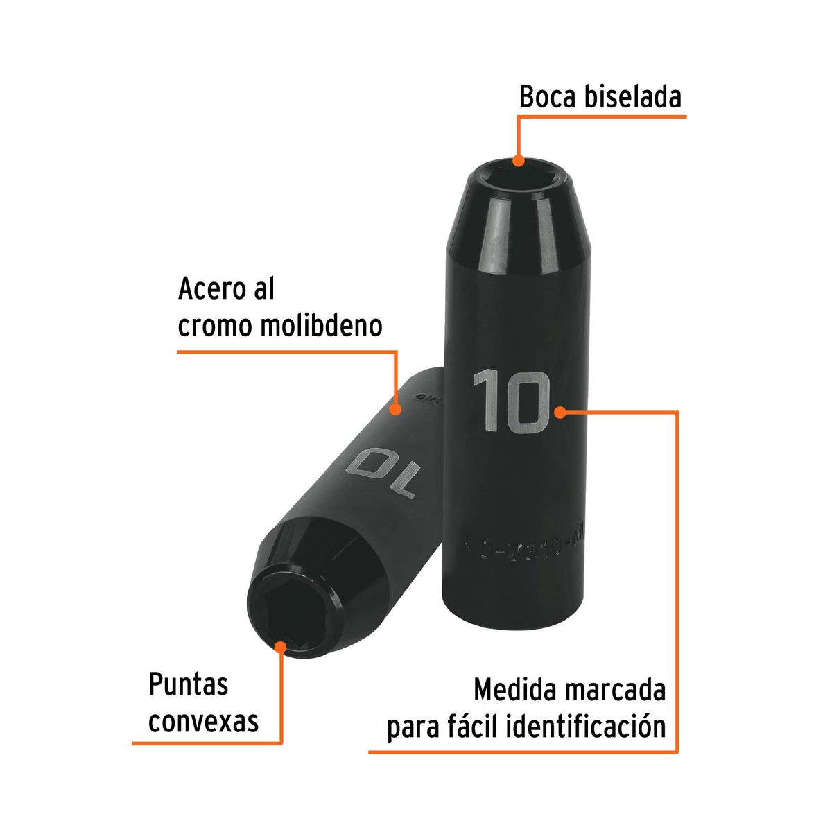 TRUPER - Dado 10mm Impacto Tubular Hexagonal Encastre de 1/2" 12422 Truper