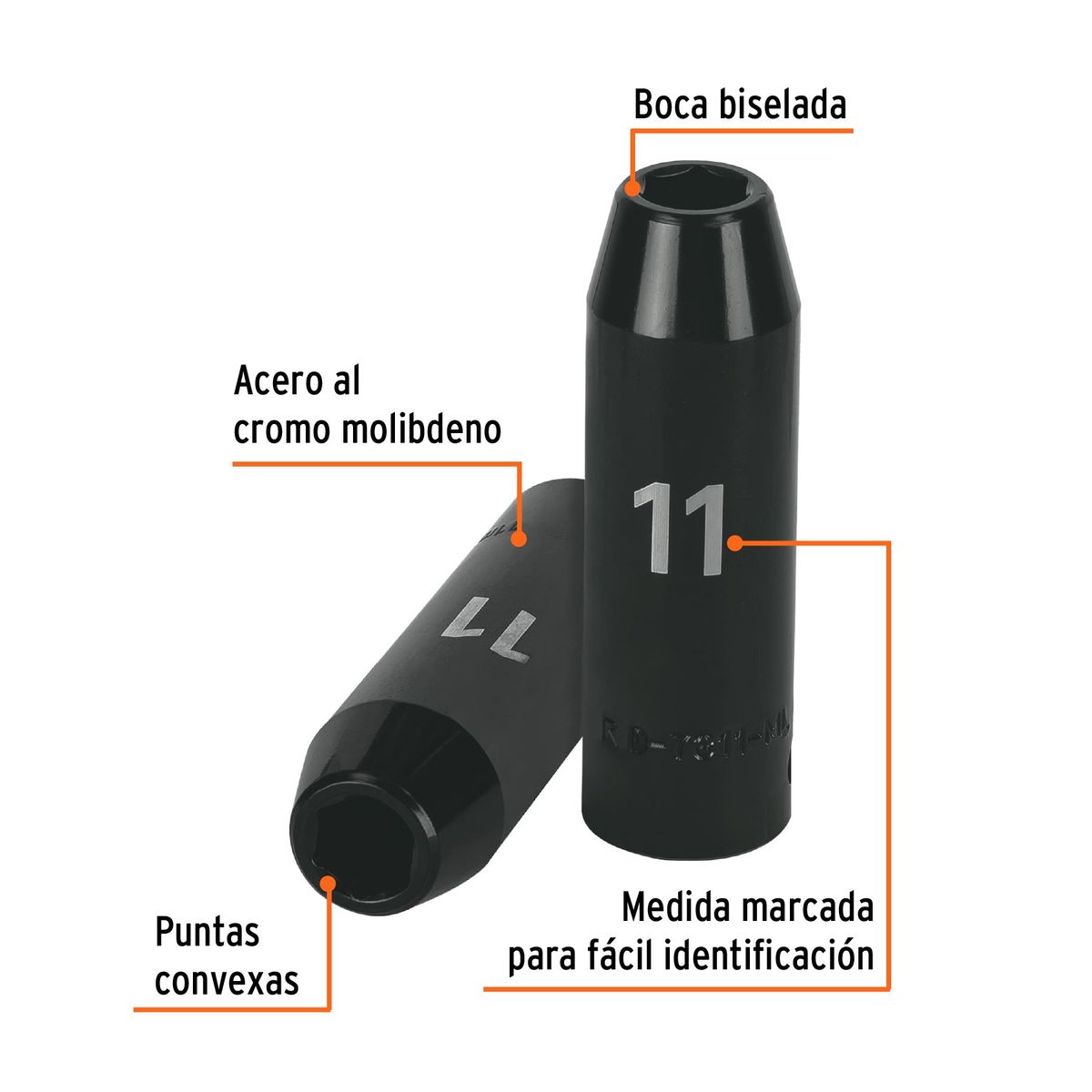 Truper - Dado 11mm Impacto Tubular Hexagonal Encastre de 1/2" 12423 Truper