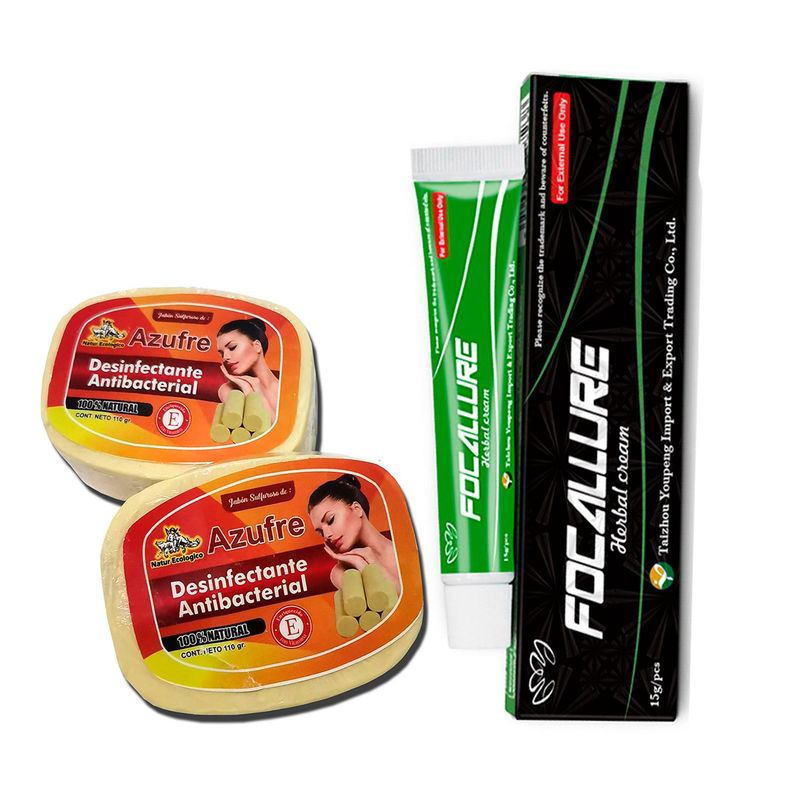 GENERICO - Jabón de azufre y crema reparador para soriasis y accemas