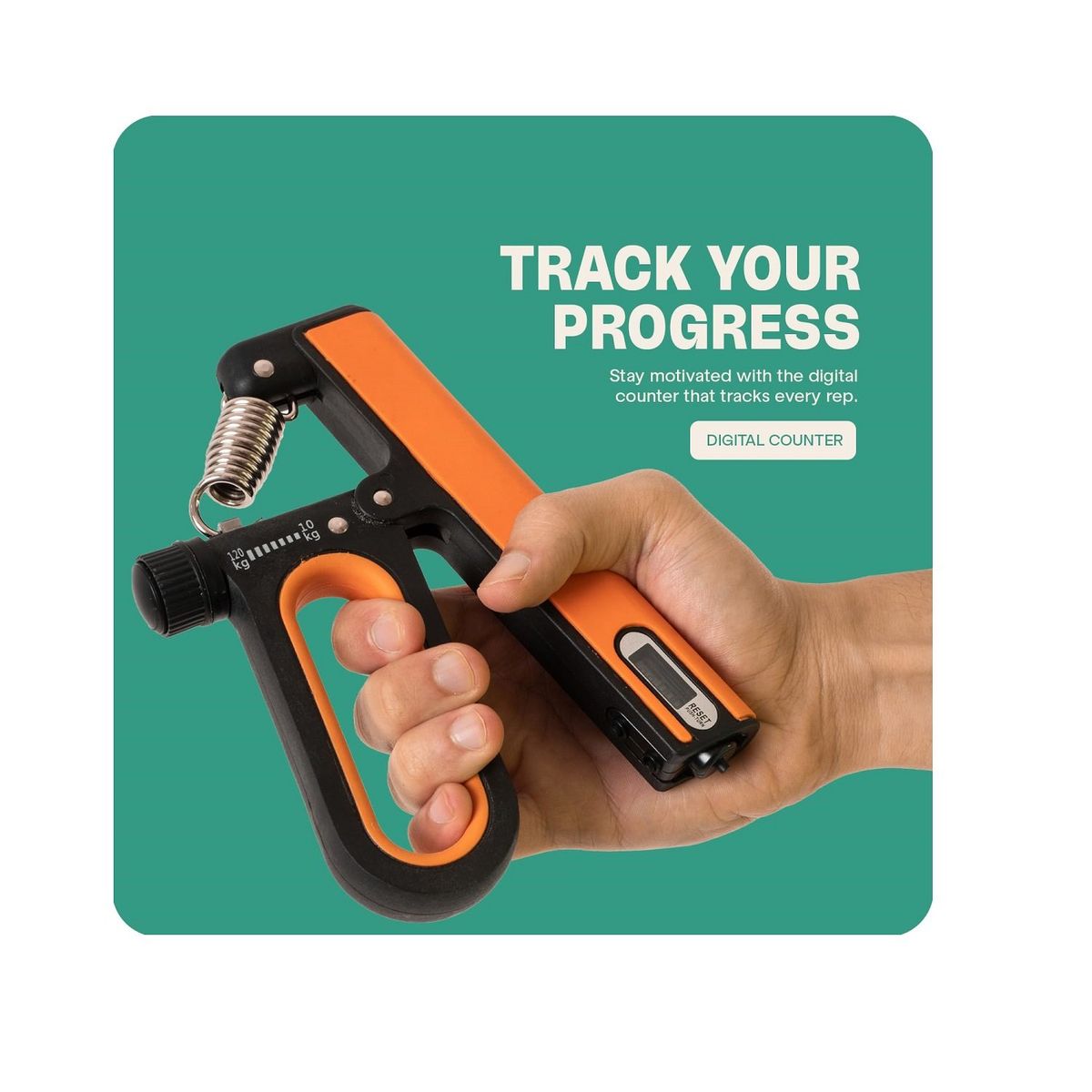 GENERICO - Hand Grip Regulable Con Contador Temporizador Dígital Orange