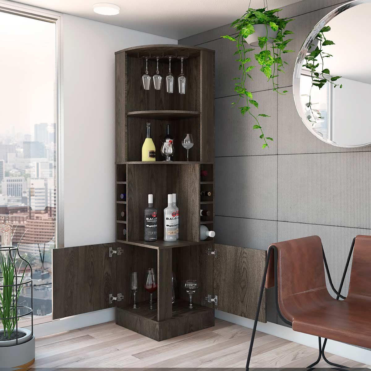 GENERICO - BAR ESQUINERO VELVET  COÑAC    - ENVÍO ARMADO Y MELAMINA 18mm