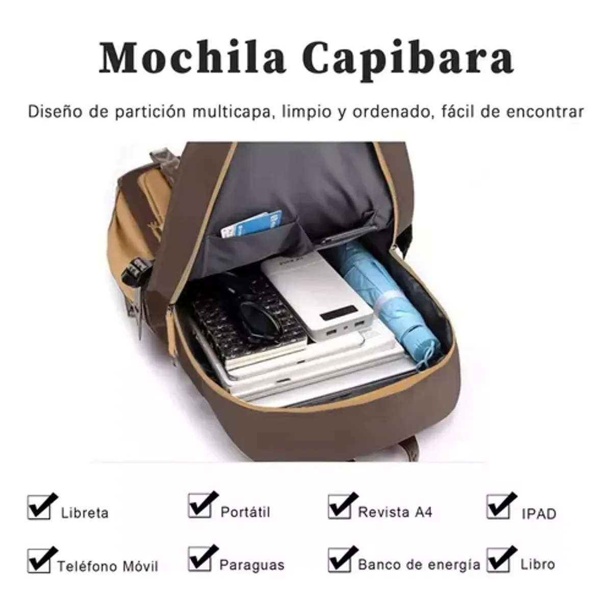TIOZONEY - Mochila escolar Capibara
