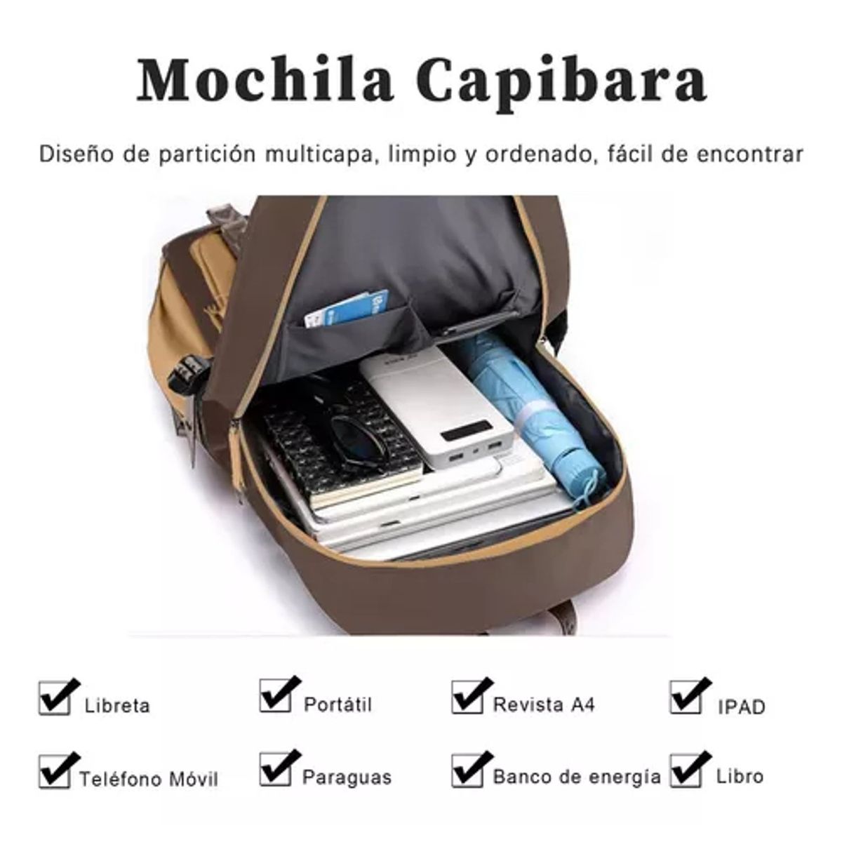 TIOZONEY - Mochila escolar Capibara