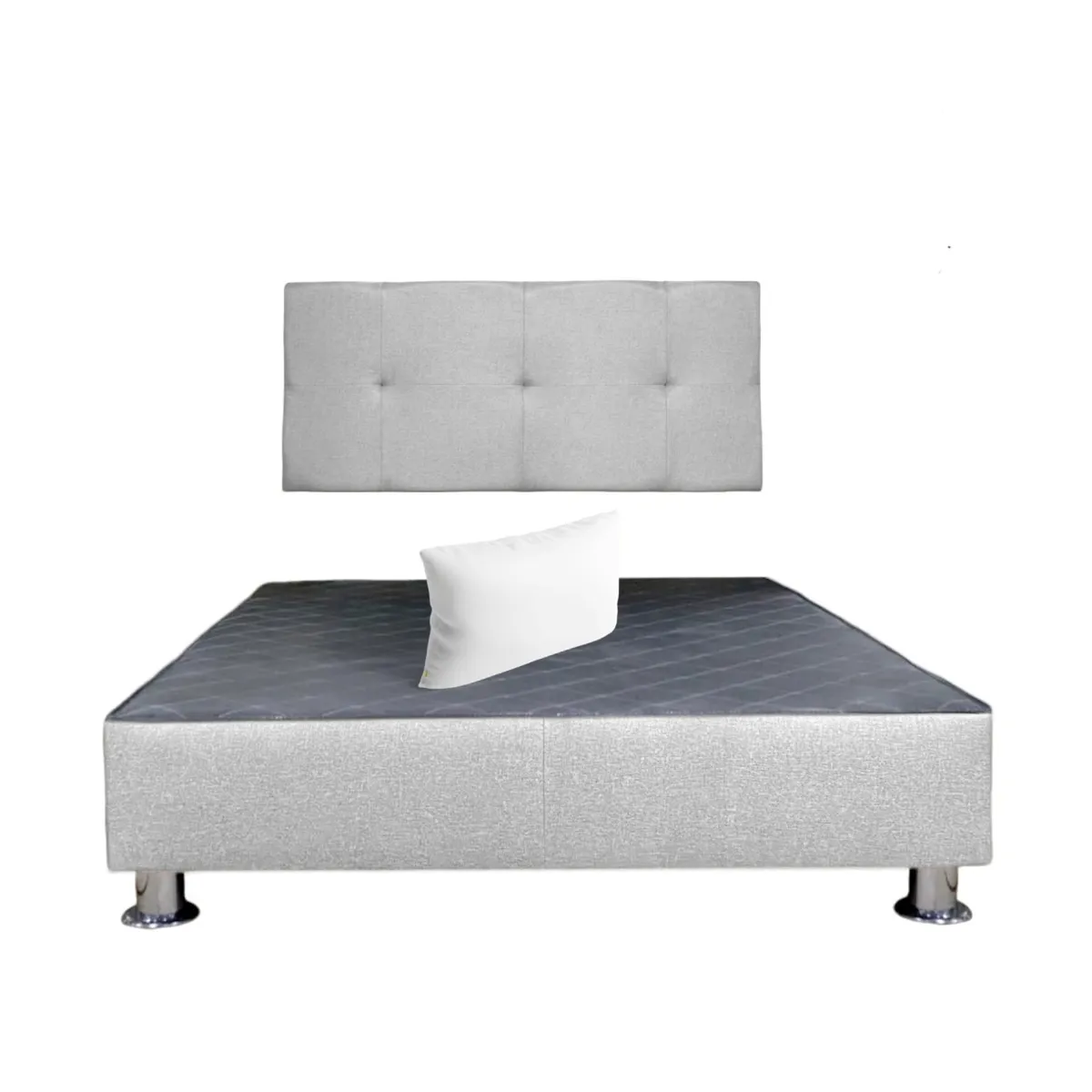 MUEBLES MACRUMO - Cama tapizada Brisa - 1.5 Plz - Color Gris claro