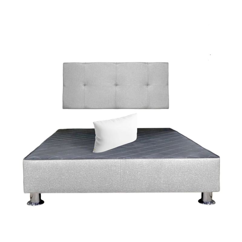 MUEBLES MACRUMO - Cama tapizada Brisa - 2 Plz - Color Gris Claro