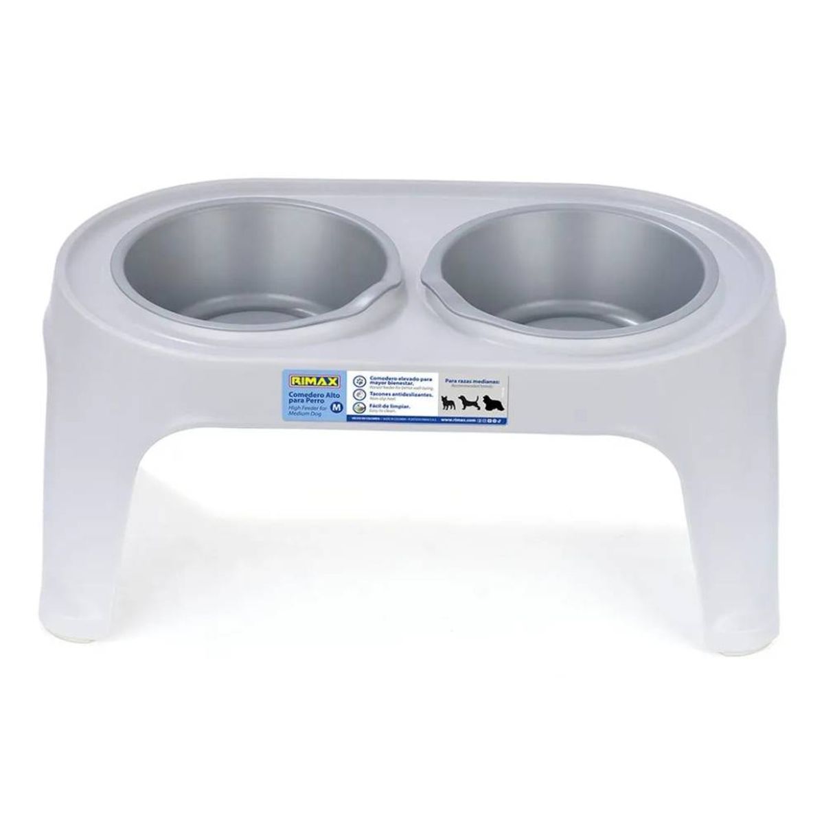 RIMAX - Comedero Alto PPerros Medianos Gris Hielo