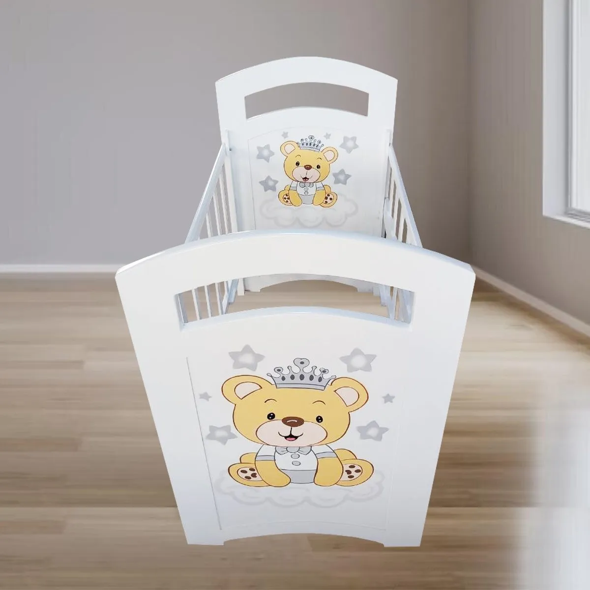 GENERICO - cuna para bebe blanca niño osito rey 140m x 080m