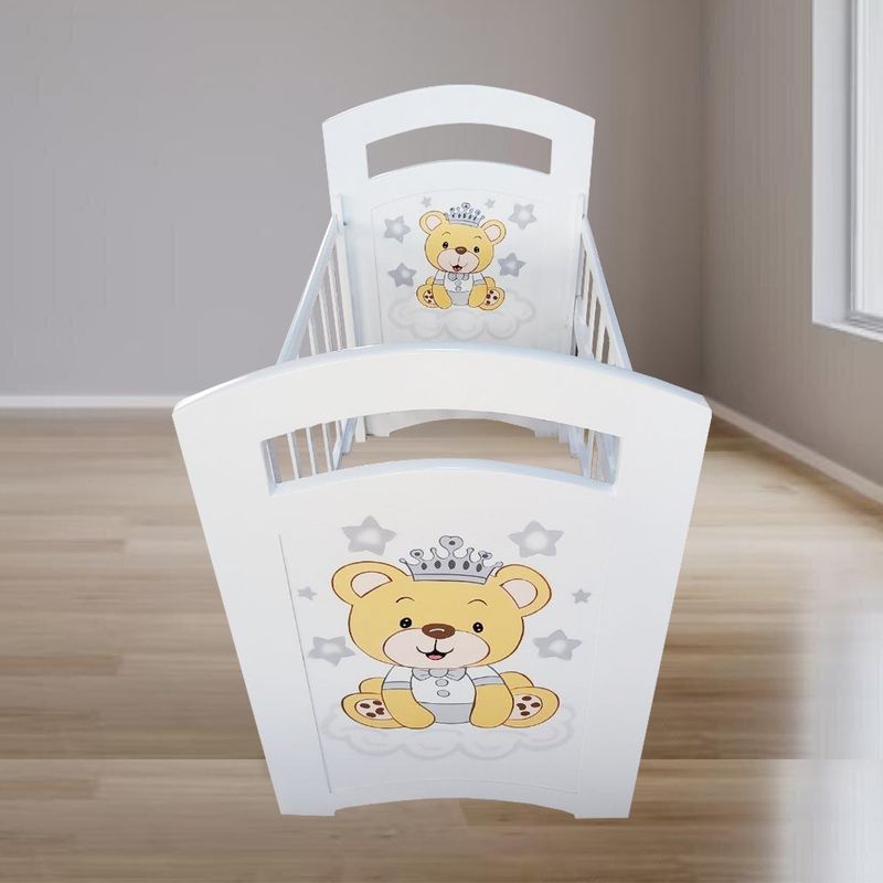 GENERICO - cuna para bebe blanca niño osito rey 140m x 080m