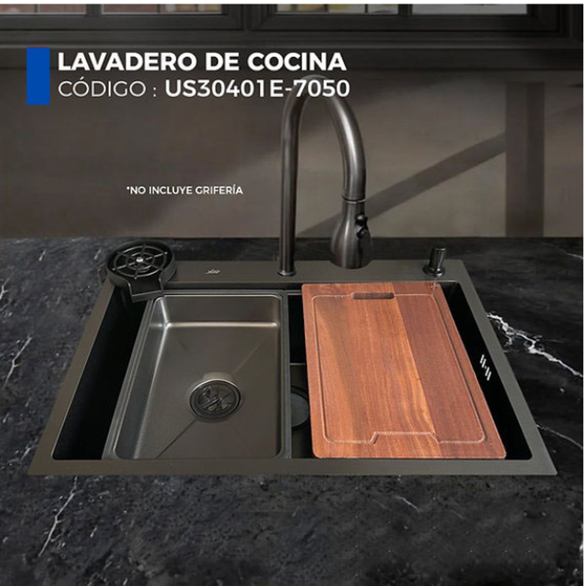XM - LAVADERO DE COCINA NEGRO US30401E-7050