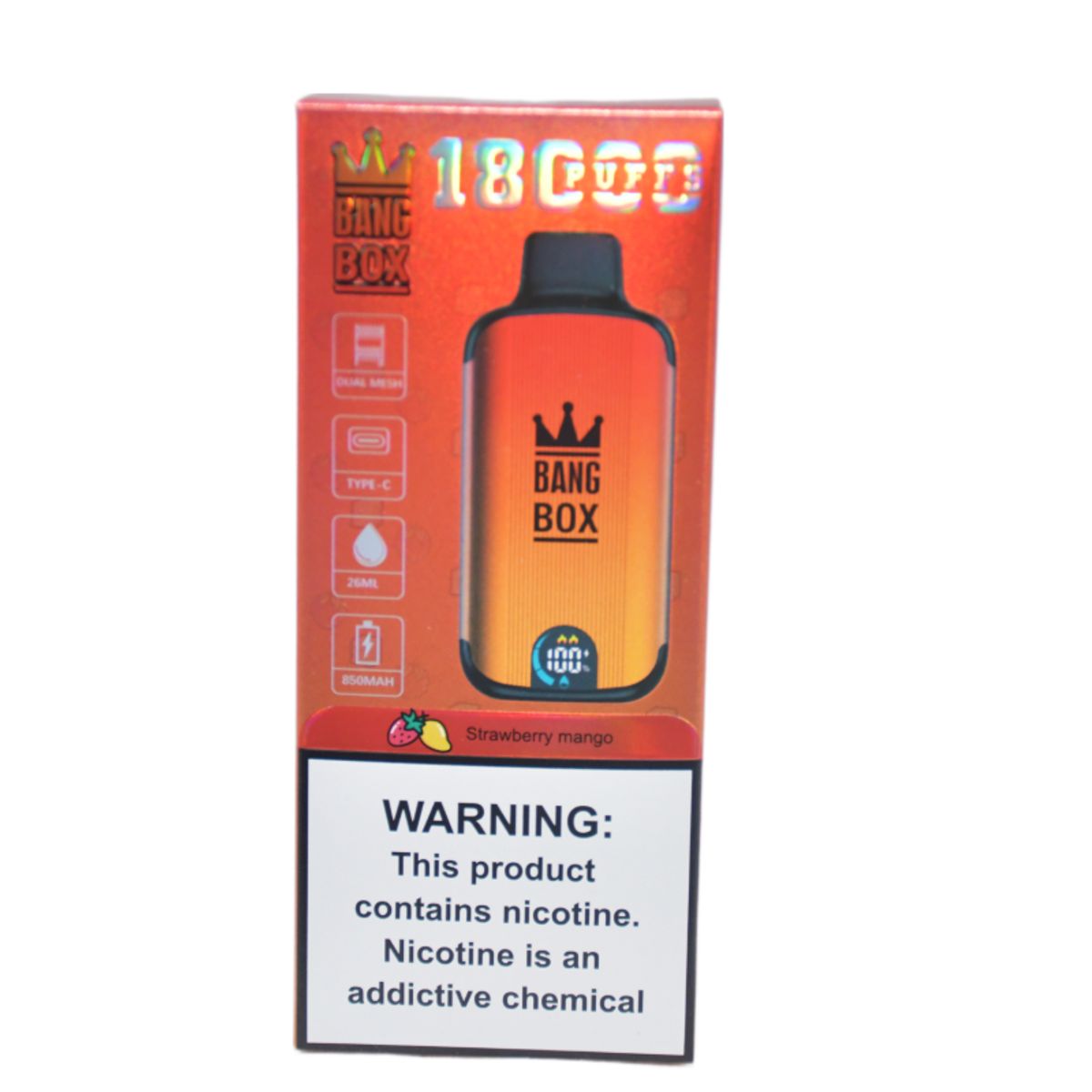 GENERICO - VAPEADOR STRAWBERRY MANGO DE 18000 PUFFS
