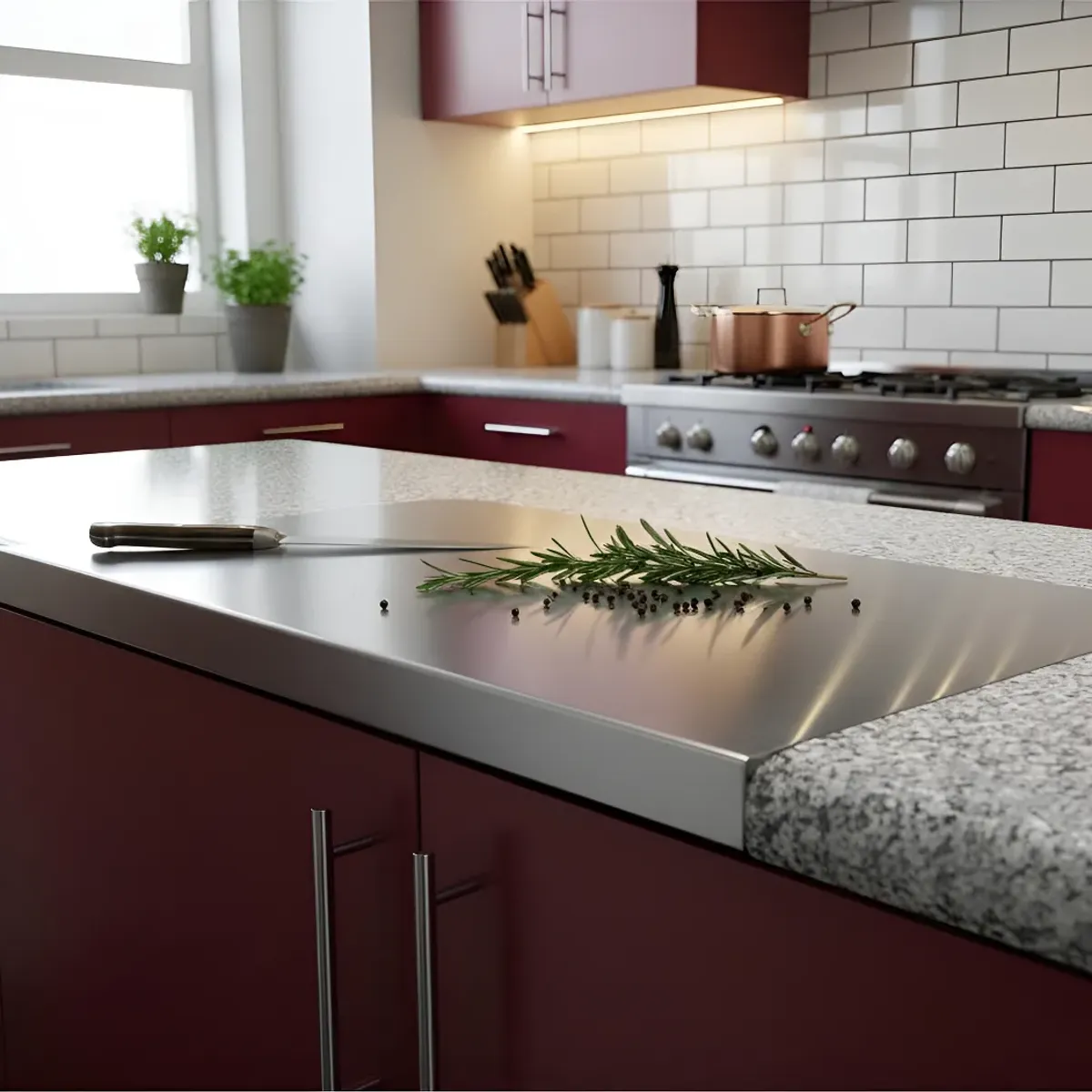 GENERICO - Tabla de picar en acero inoxidable 40 cm x 27.5 cm x 2.5 cm