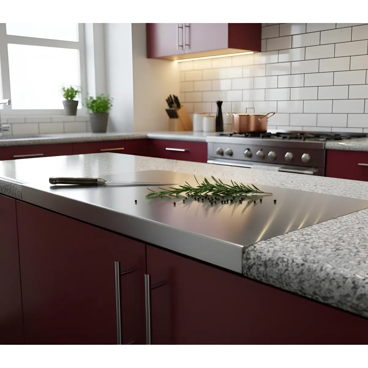 GENERICO - Tabla de picar en acero inoxidable 40 cm x 27.5 cm x 2.5 cm