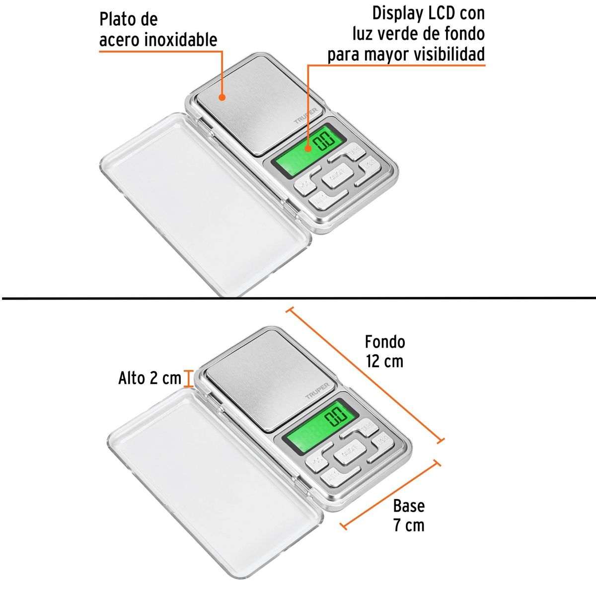 TRUPER - Balanza gramera de bolsillo digital 500g Calculadora