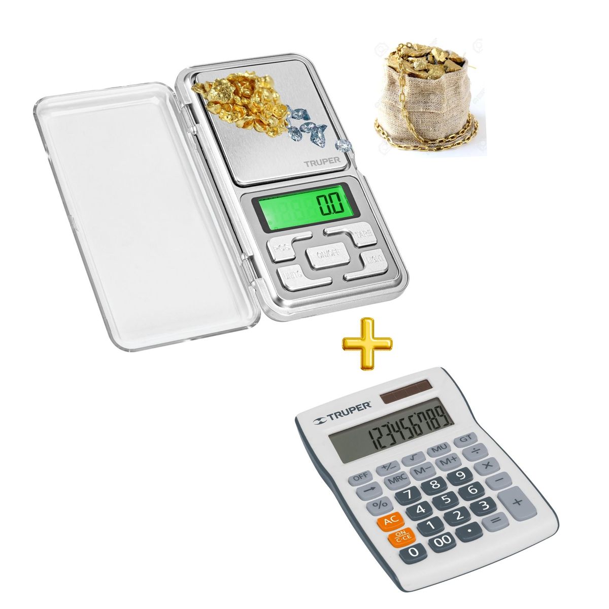 TRUPER - Balanza gramera de bolsillo digital 500g Calculadora