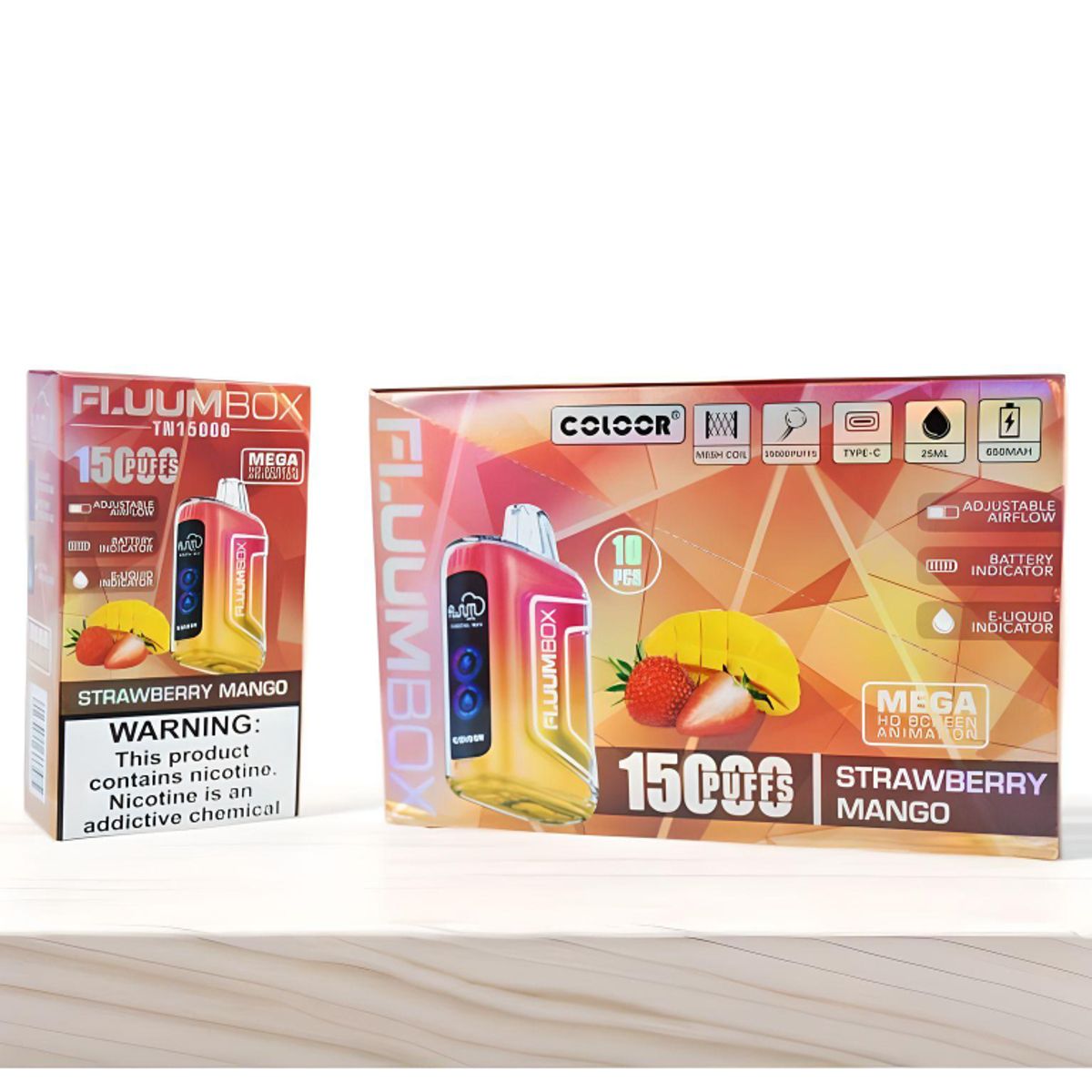 GENERICO - VAPEADOR FLUUMBOX STRAWBERRY MANGO DE 15000 PUFFS