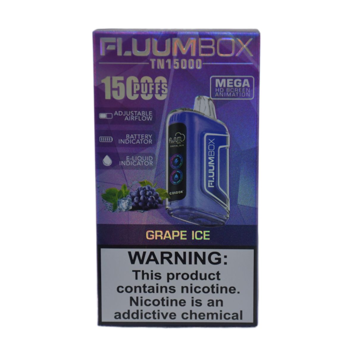 GENERICO - VAPEADOR FLUUMBOX GRAPE ICE DE 15000 PUFFS