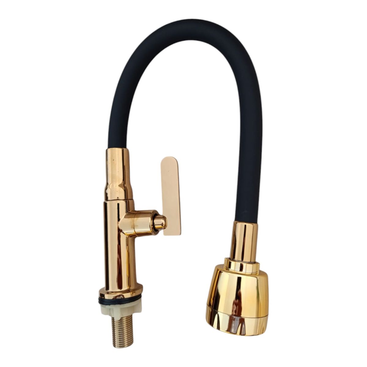 GENERICO - Grifo de Cocina Mueble Alto Dorado y Negro Caño Flexible Monomando