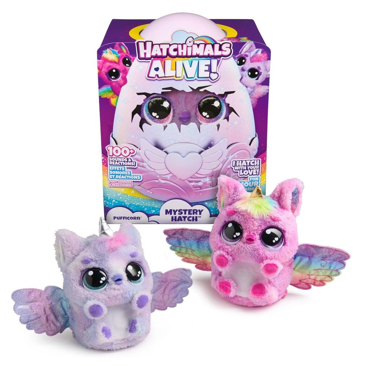 SPIN MASTER - Muñeco Interactivo Sorpresa Hatchimals Pufficorn +100 Sonidos