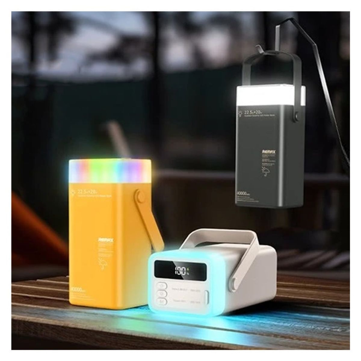 REMAX - CARGADOR PORTÁTIL REMAX LUZ LED 40000mAh PD20W+QC225W AMARILLO