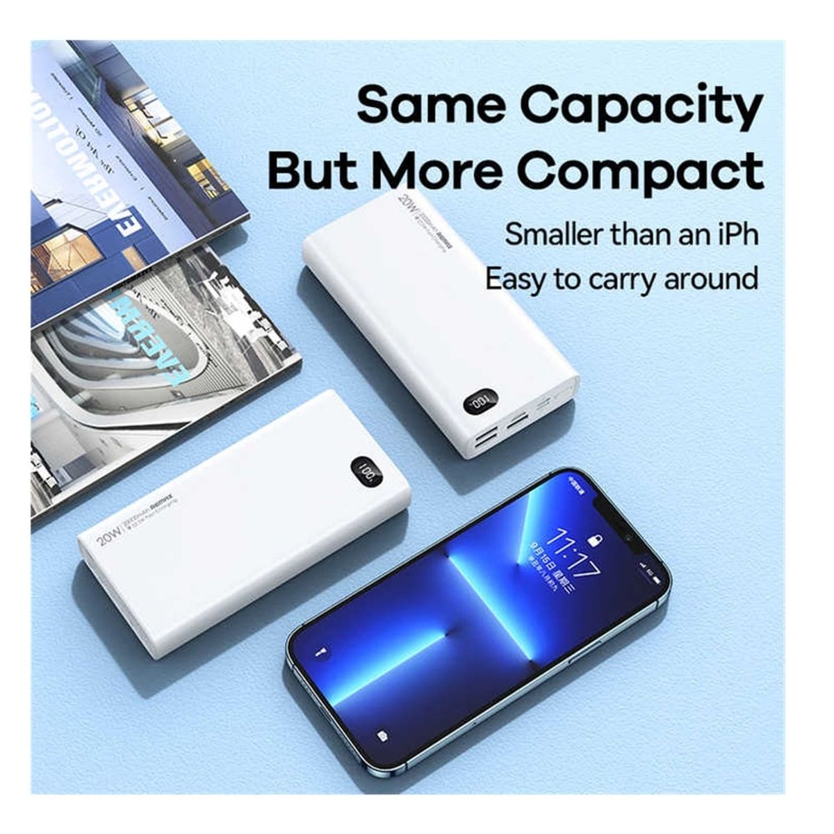 REMAX - CARGADOR PORTÁTIL REMAX 20000mAh PD20W+QC225W BLANCO