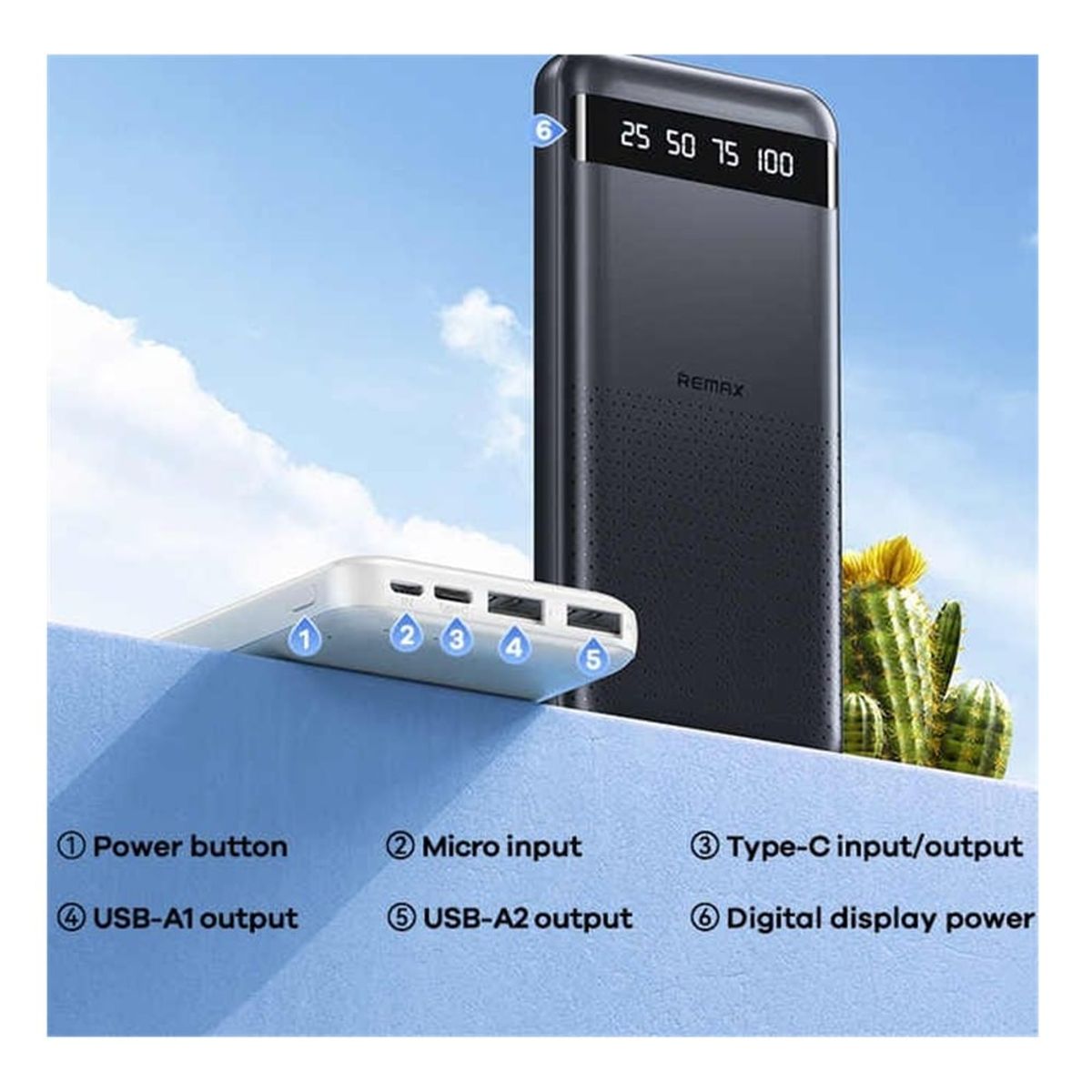 REMAX - CARGADOR PORTÁTIL REMAX 10000mAh 24A ULTRA SLIM NEGRO