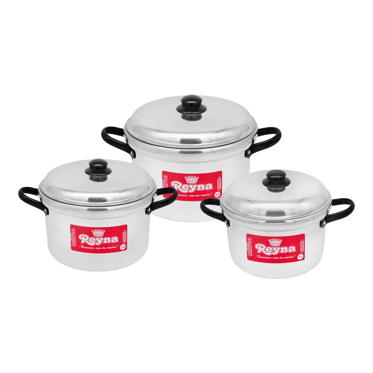 Reyna - Juego de ollas con tapa encaje 6 piezas Reyna