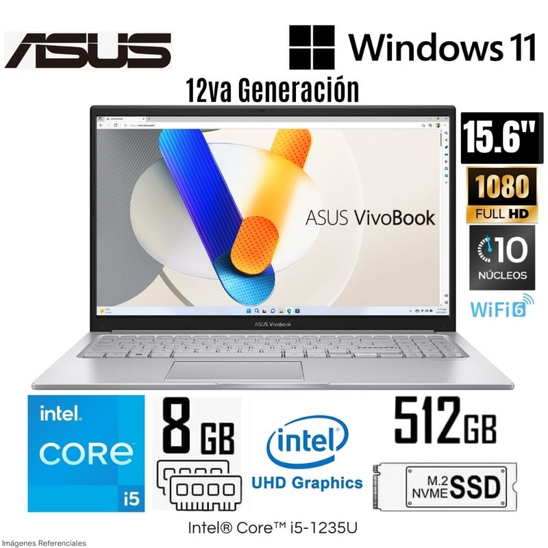 ASUS - Laptop Asus Vivobook X1504ZA-NJ339W Intel Core i5-1235U 8GB RAM 512GB SSD 15.6" FHD Windows 11 Home
